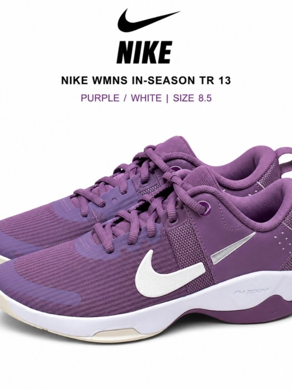 Nike WMNS In- Seasin TR 13 Purple White Training Shoes Women's Size 8.5 New